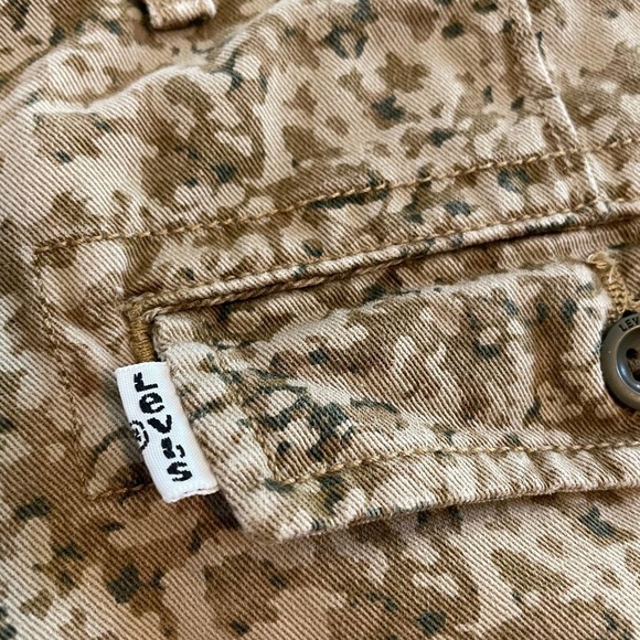 Levi's Camo Cargo Shorts 90s Y2K Cut Off Tan Brown White Tab Logo Mens 32 - Picture 11 of 13